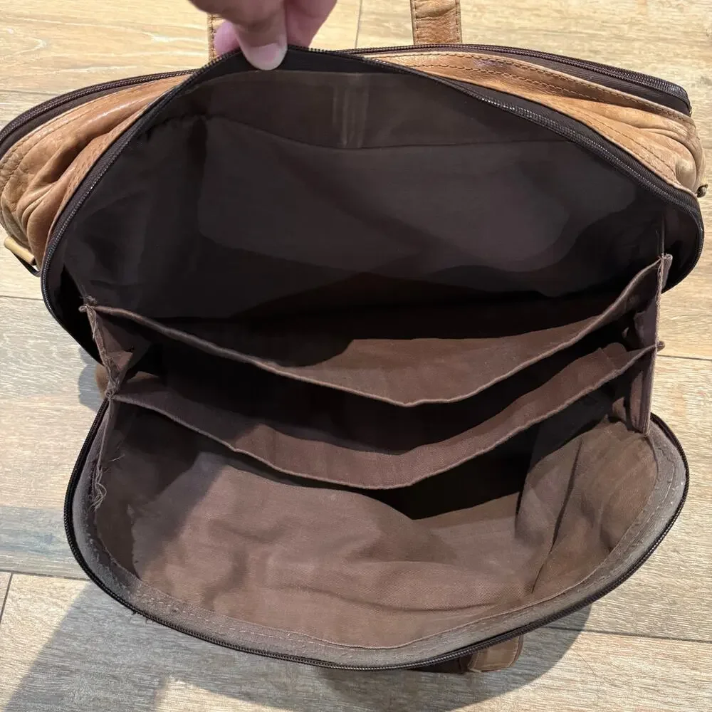 Ansun Brown Leather Laptop Bag